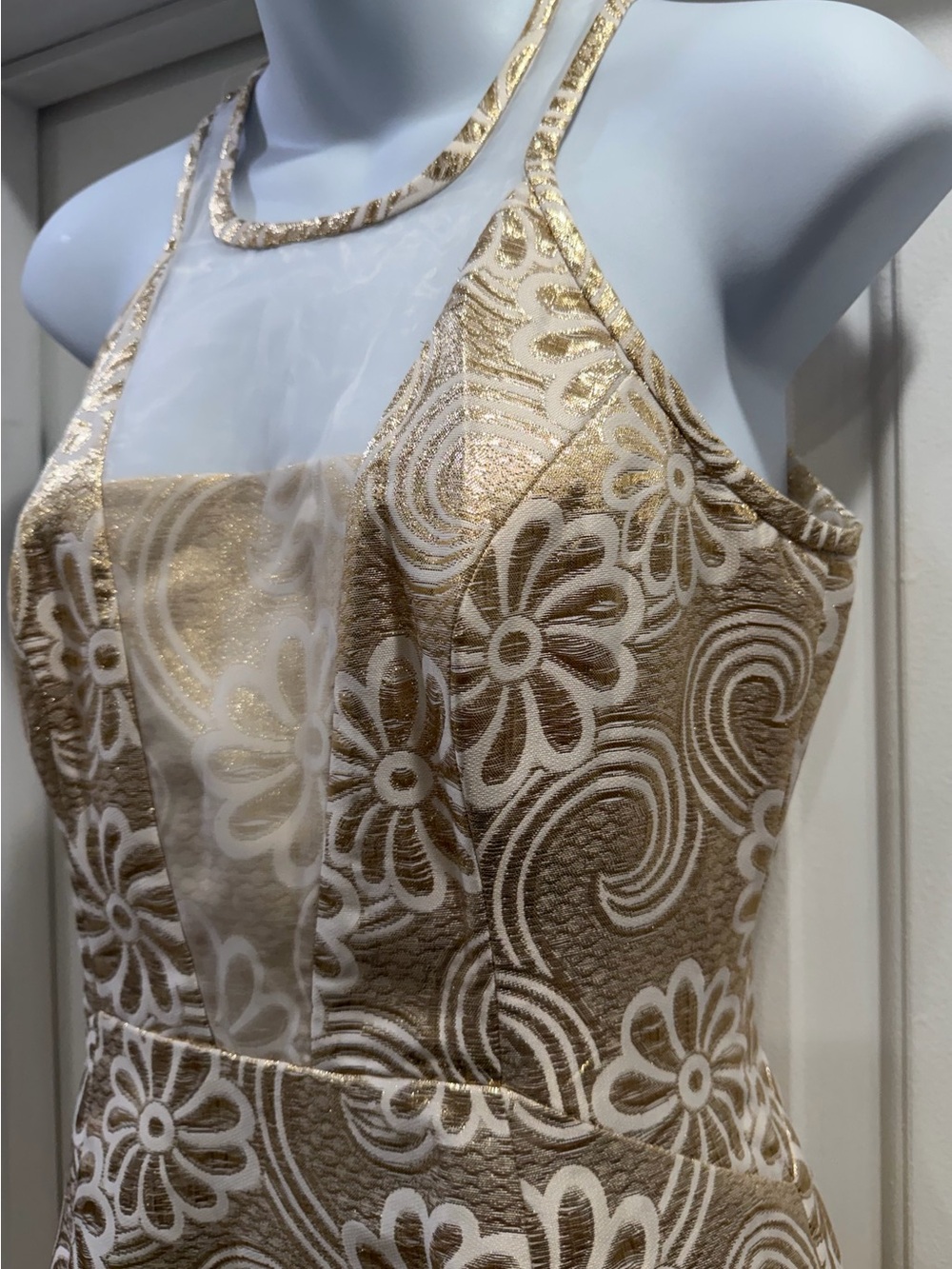 Lilly Pulitzer 🆕  Gold Metallic Elsie Dress Flower Pique Jacquard Size 0 - Picture 5 of 16